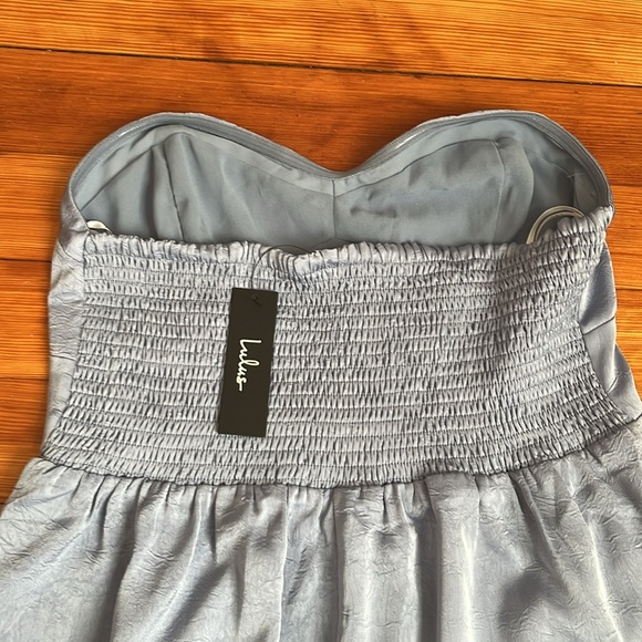 NWT Lulus Blushing Darling Slate Blue Strapless High-Low Maxi Dress - Picture 10 of 10